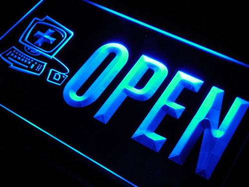 OPEN Computer Display Repairs Neon Light Sign